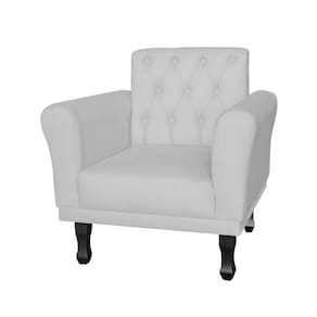 Poltrona Estofada Com Capitone Para Salão de Beleza Classic Corano Branco - LM DECOR