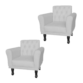 Conjunto 2 Poltronas Estofadas Para Consultório Classic Suede Branco - LM DECOR
