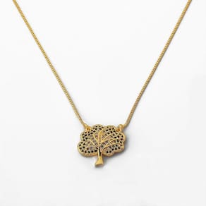 Colar árvore Da Vida Zircônia Verde Banhado A Ouro 18k