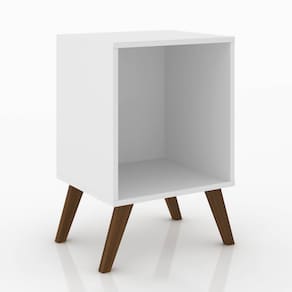 Mesa de Canto com Nicho e Pés Retrô - Branco