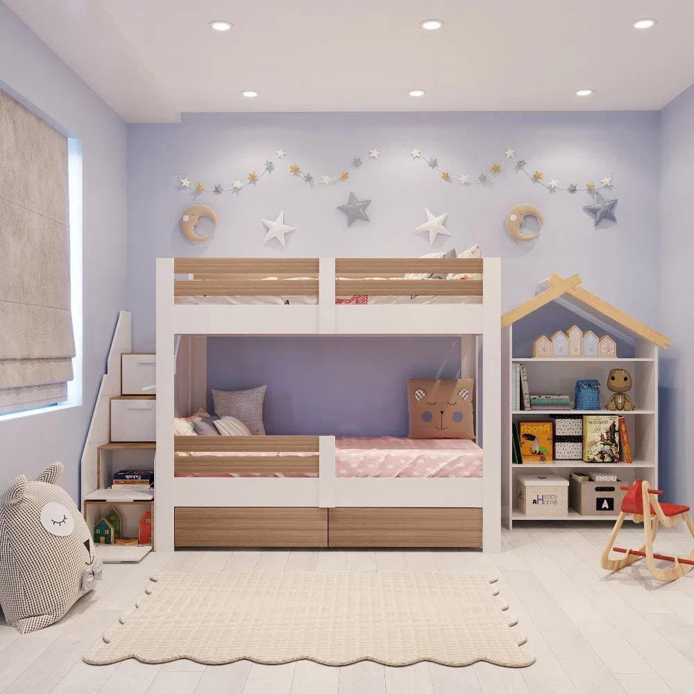 Beliche Infantil Star Plus com Grade de Proteção Branco/Montana - Casatema
