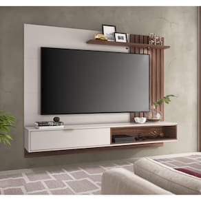 Rack com Painel Suspenso Tocantins 180 cm para TV de até 60 - Off White/Nogueira