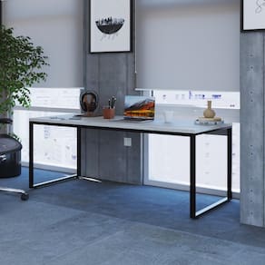 Mesa de Escritório Industrial Kuadra 180 cm - Preto/Snow