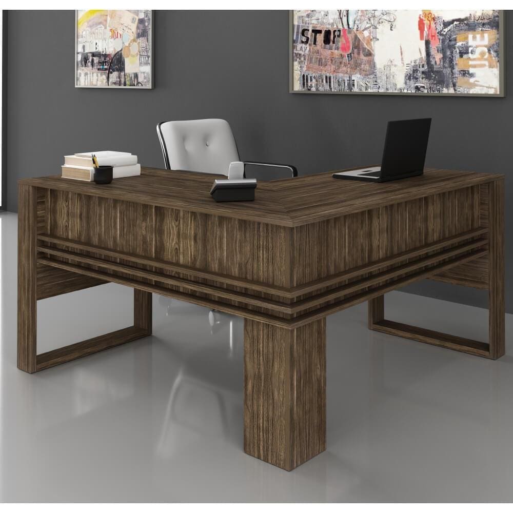 Mesa para Escritório em L  136 cm - Nogal
