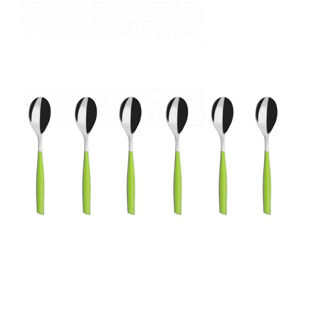 Colher Café 15cm Inox 6 peças Verde Limão Glamour Bugatti
