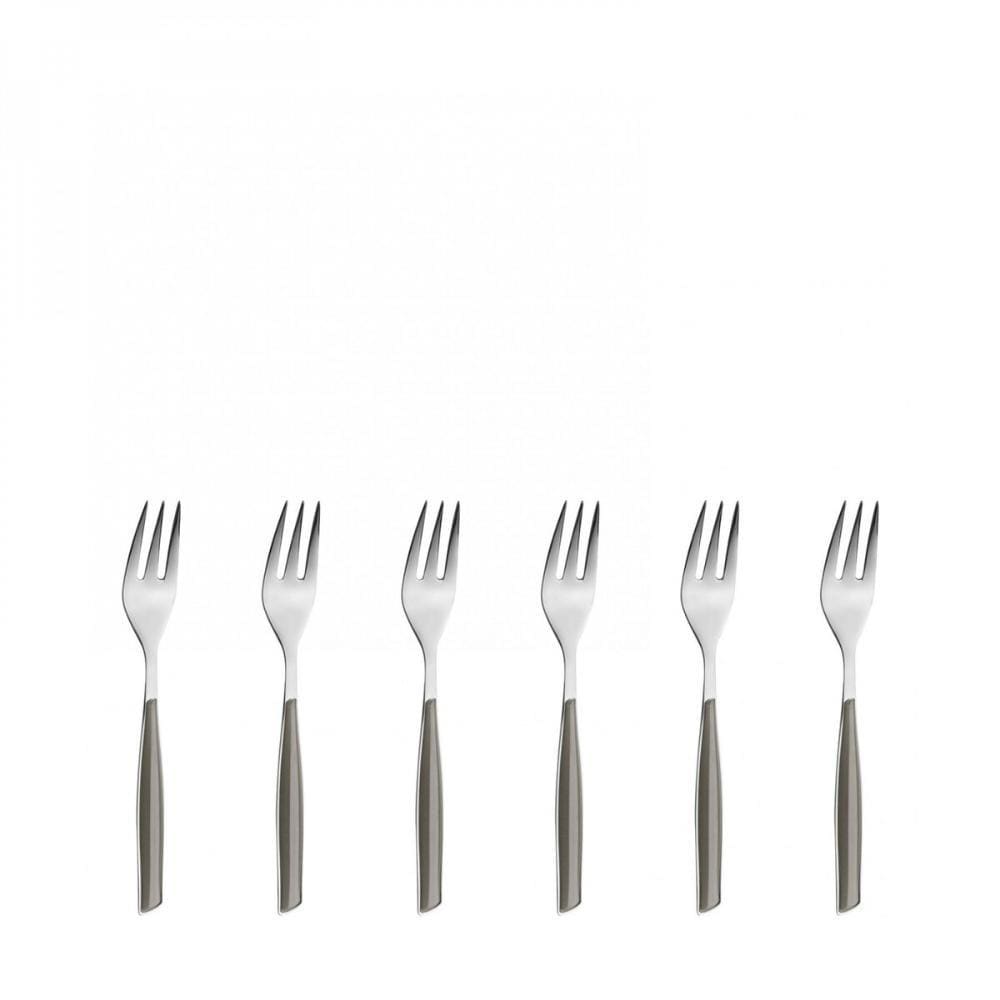 Jogo 6 peças Garfo para Bolo Sobremesa Prata Glamour Bugatti