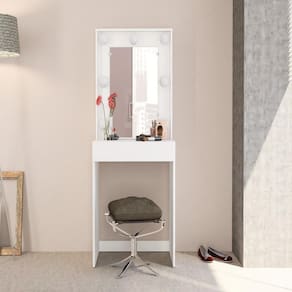 Penteadeira Camarim Lavínia c/ 7 Pontos de Luz e Gaveta- Branco