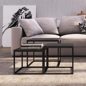 Kit com 3 Mesas de Centro Cube Industrial - Preto