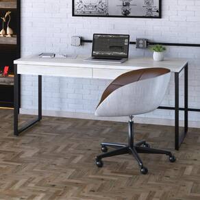 Mesa de Escritório Industrial Kuadra 2 Gavetas 150 cm - Preto/Snow