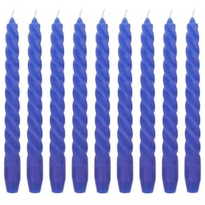 10 Vela Torcida 25 Cm Azul Escuro Decoração Festa Castiçal