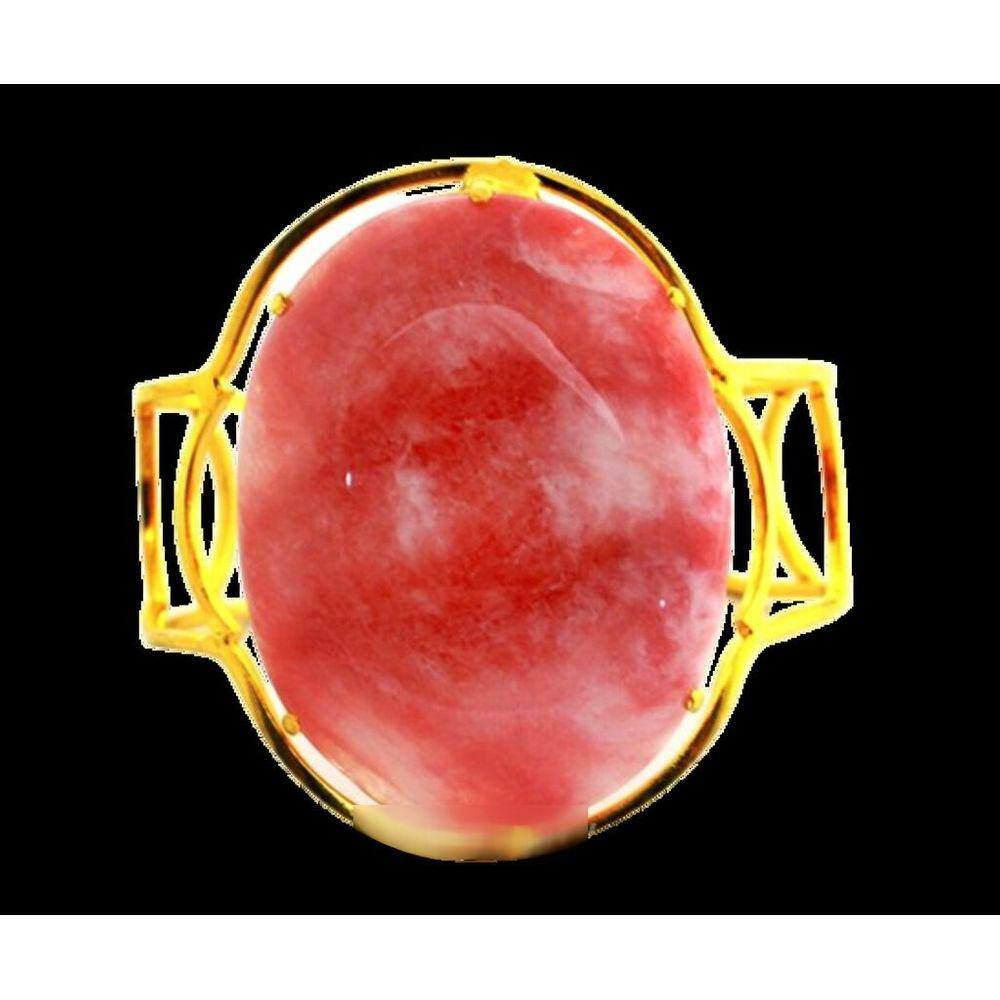 Bracelete Fixo Pedra Quartzo Goiaba Grande Dourado