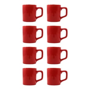 Kit 8 Mini Canecas Chá Vermelho 80mL Xícara Café Expresso