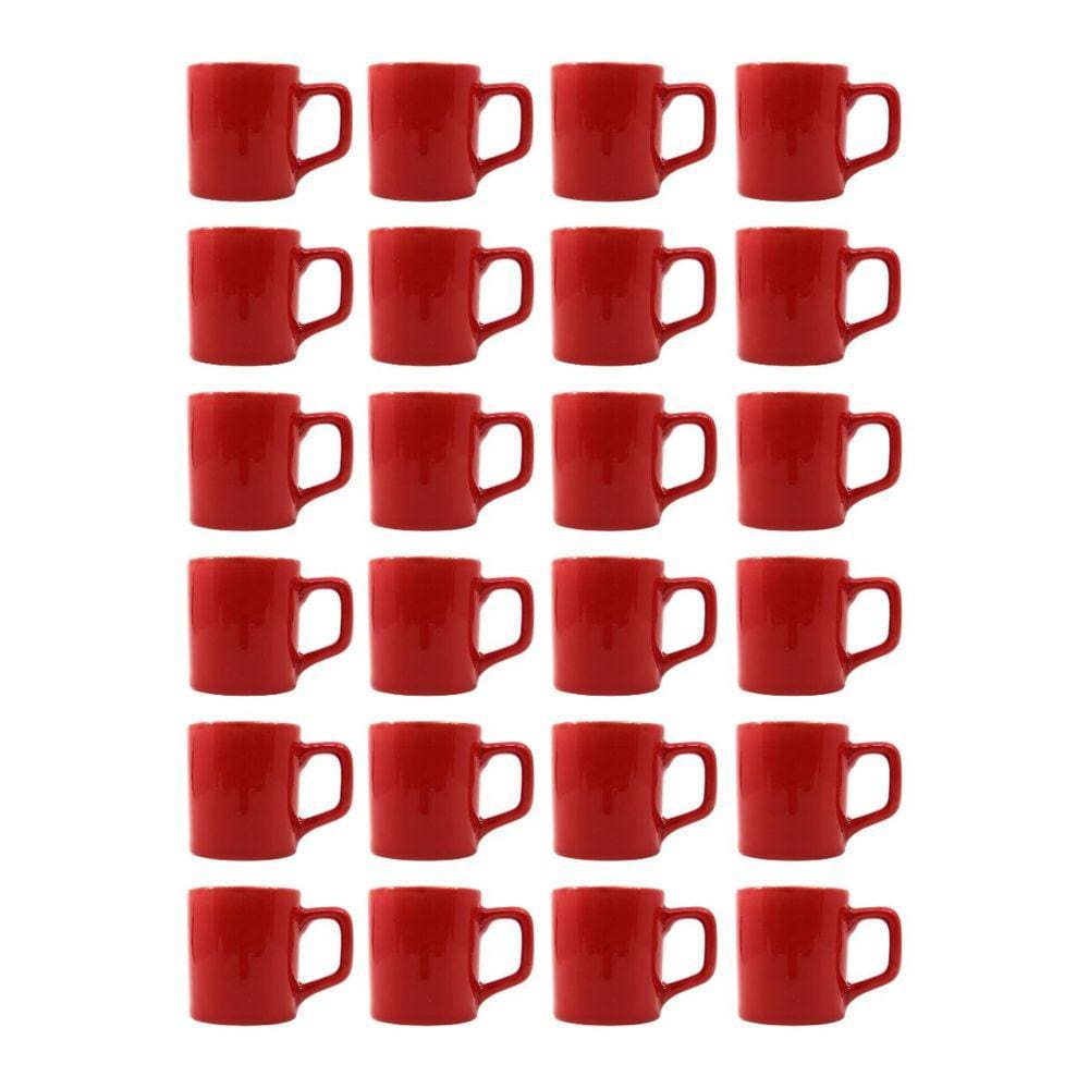 Kit 24 Mini Canecas Chá Vermelho 80mL Xícara Café Expresso