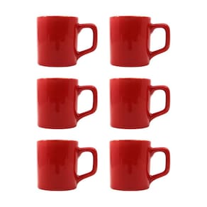 Jogo 6 Xícaras 80mL Café Expresso Vermelha Mini Canecas Chá