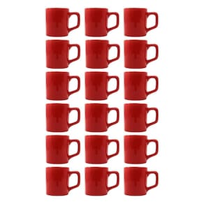 Jogo 18 Xícaras 80mL Café Expresso Vermelho Mini Canecas Chá