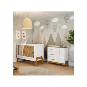 Berço Americano e Cômoda Retrô Guti Moveis Peroba MDF