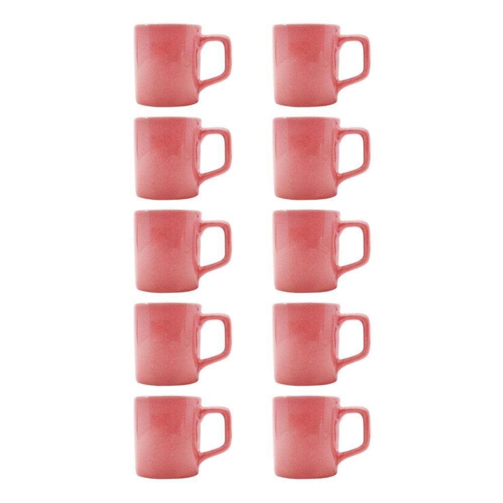 Kit 10 Mini Canecas Chá Rosa 80mL Xícara Café Expresso