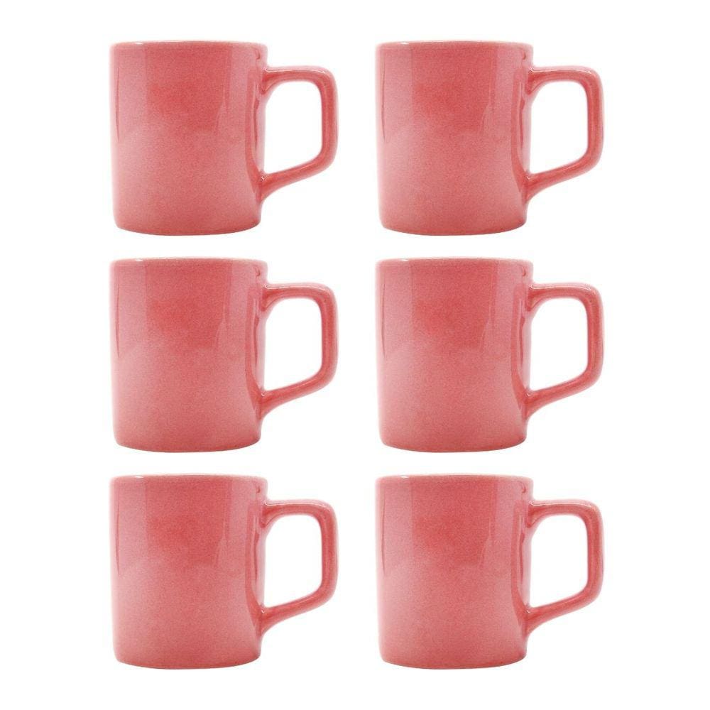 Kit 6 Mini Canecas Chá Rosa 80mL Xícara Café Expresso