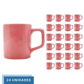 Jogo 24 Xícaras 80mL Café Expresso Rosa Mini Canecas Chá