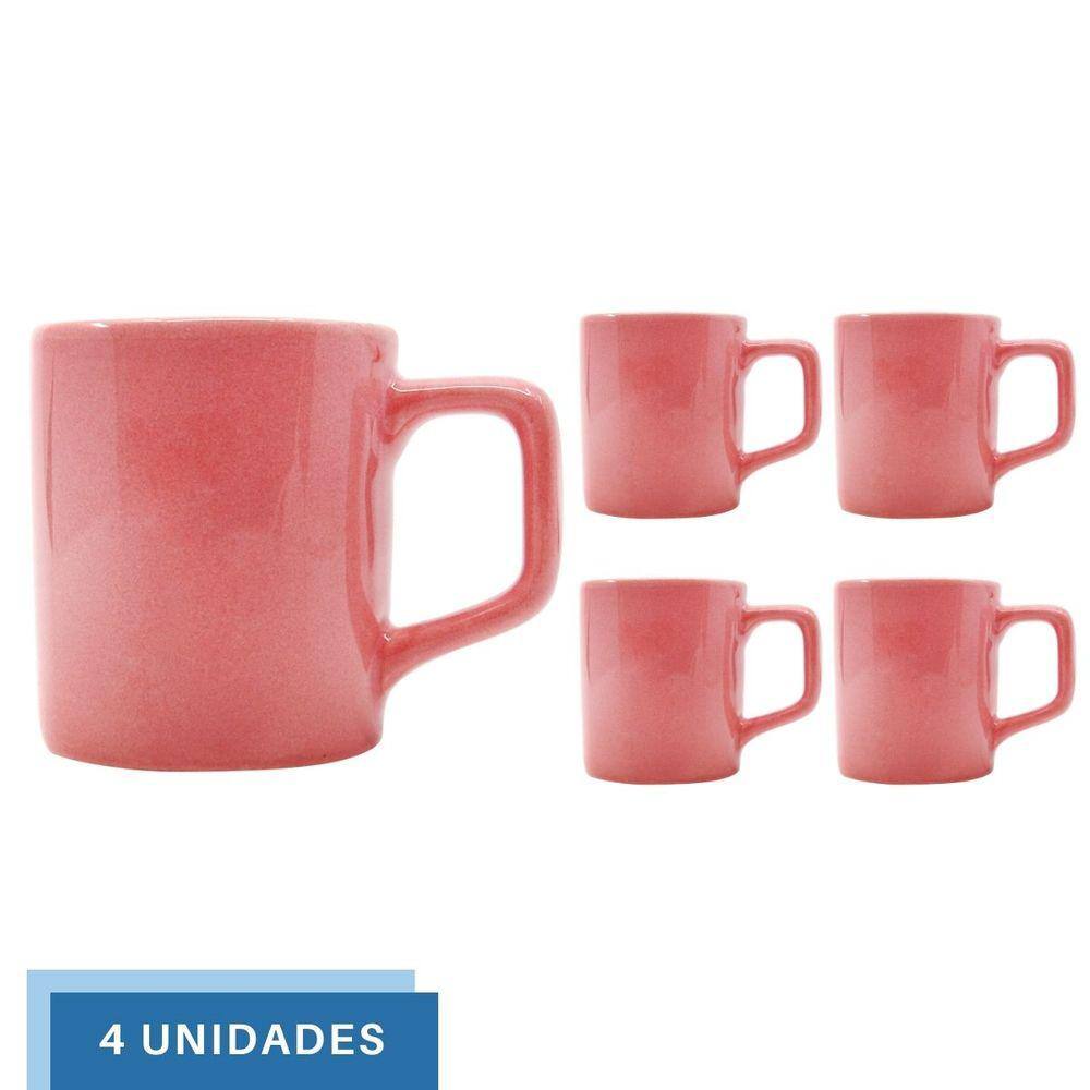 Jogo 4 Xícaras 80mL Café Expresso Rosa Mini Canecas Chá