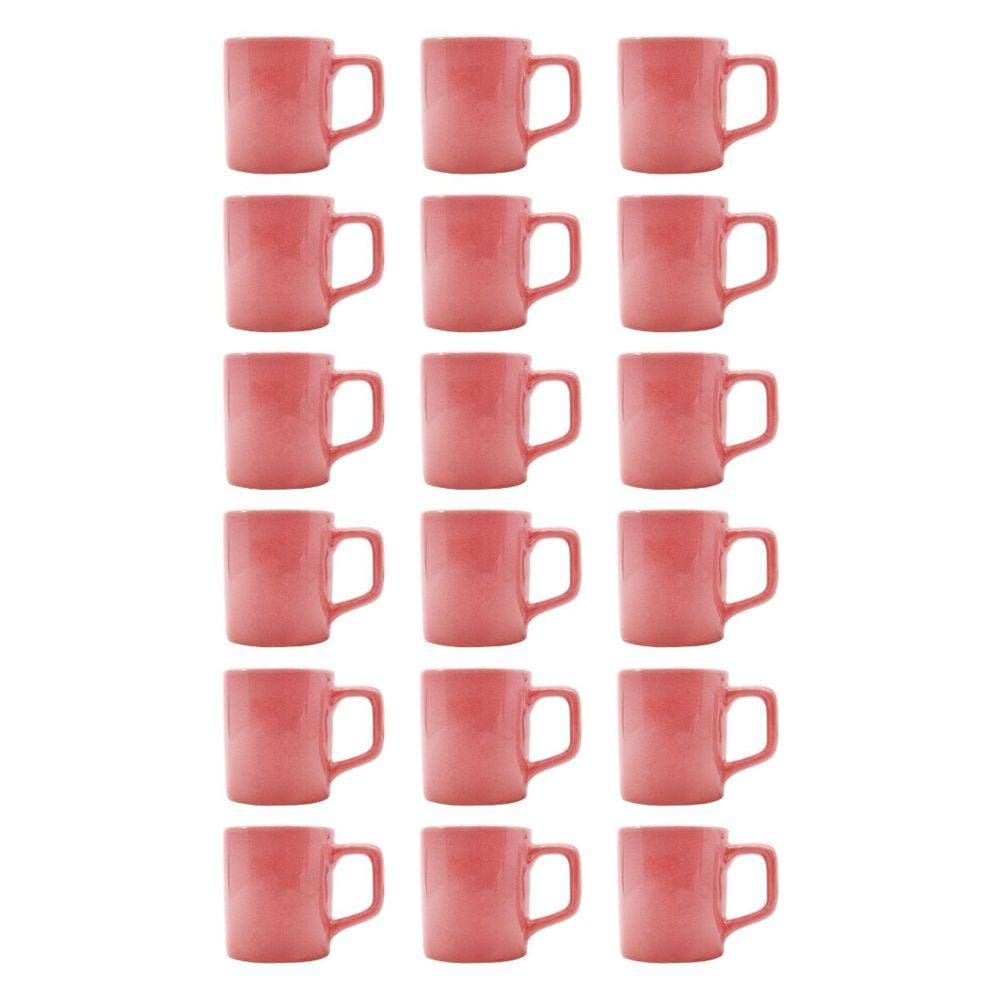 Kit 18 Mini Canecas Chá Rosa 80mL Xícara Café Expresso