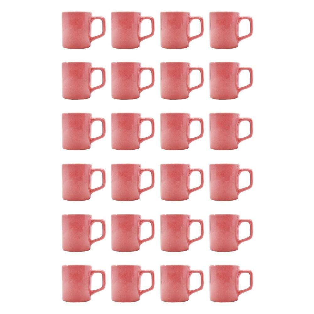 Kit 24 Mini Canecas Chá Rosa 80mL Xícara Café Expresso