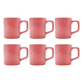 Jogo 6 Xícaras Café 80mL Cerâmica Rosa Mesa Posta