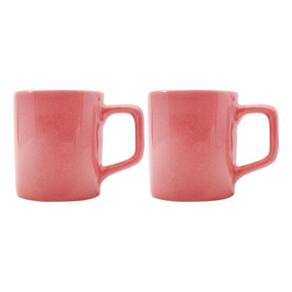 Jogo 2 Xícaras Café 80mL Cerâmica Rosa Mesa Posta
