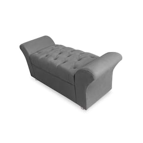 Calçadeira Baú Veneza Para Cama King 195 cm Suede Cinza LM DECOR