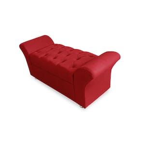 Calçadeira Baú Veneza Para Cama King 195 cm Suede Vermelho LM DECOR