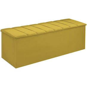Calçadeira Baú Cancun Para Cama Box Queen 160 cm Suede Amarelo - LM DECOR