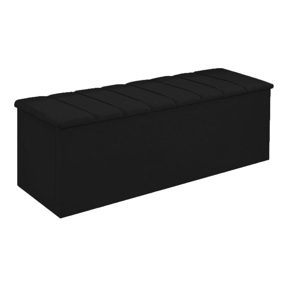 Calçadeira Baú Cancun Para Cama Box Casal 140 cm Suede Preto - LM DECOR