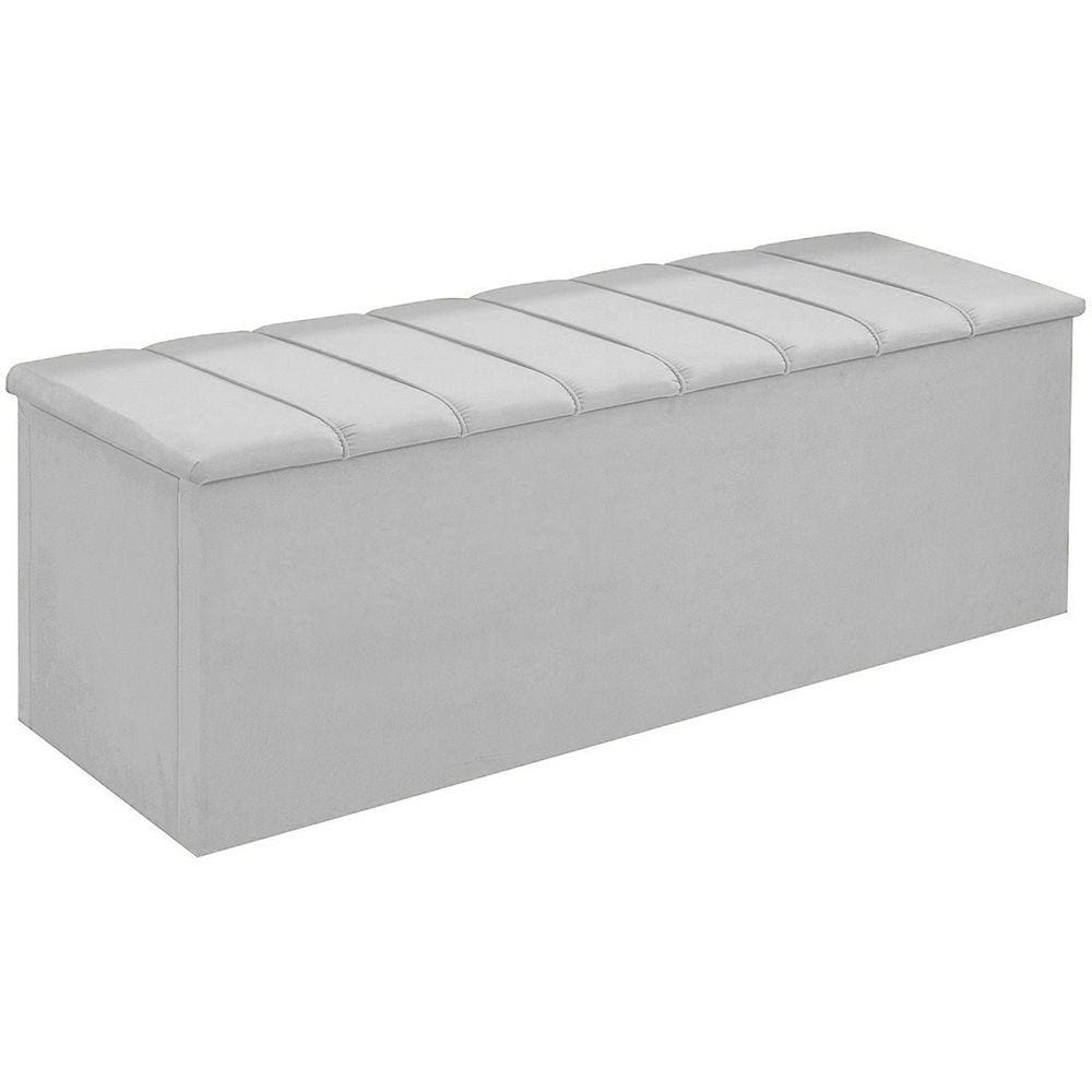 Calçadeira Baú Cancun Para Cama Box Casal 140 cm Suede Branco - LM DECOR