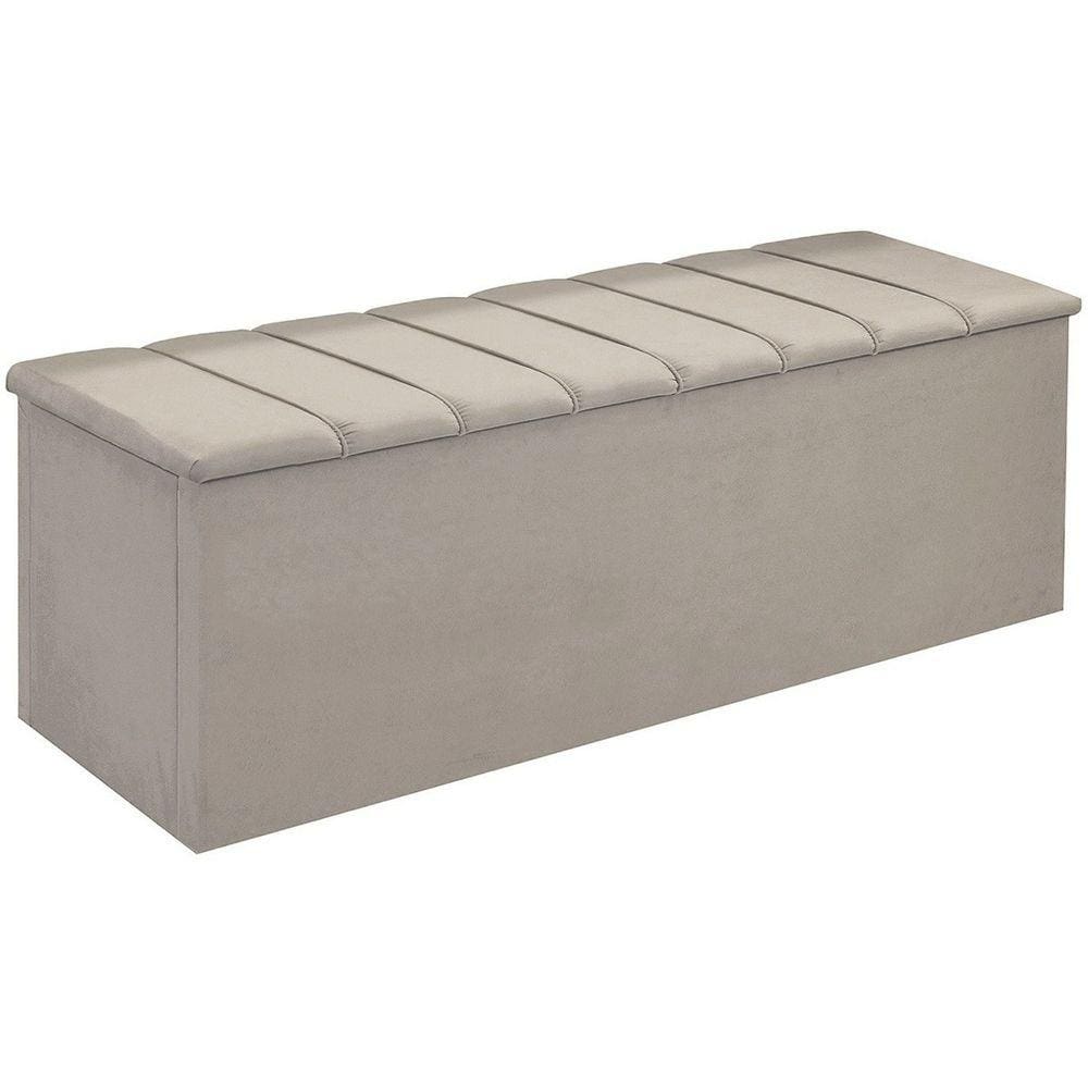 Calçadeira Baú Cancun Para Cama Box Casal 140 cm Suede Bege - LM DECOR