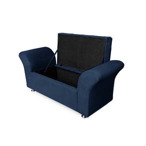 Calçadeira Baú Veneza Para Cama King 195 cm Suede Azul Marinho LM DECOR