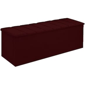 Calçadeira Baú Cancun Para Cama Box King 195 cm Suede Vermelho Bordo - LM DECOR