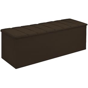 Calçadeira Baú Cancun Para Cama Box King 195 cm Suede Marrom - LM DECOR