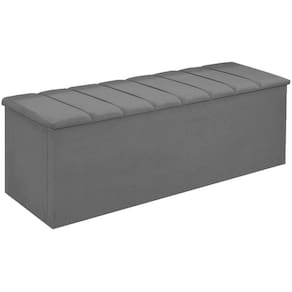 Calçadeira Baú Cancun Para Cama Box King 195 cm Suede Cinza - LM DECOR