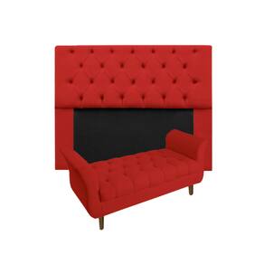 Cabeceira Estofada Mirage e Recamier Grécia King 195 cm Suede Vermelho - LM DECOR