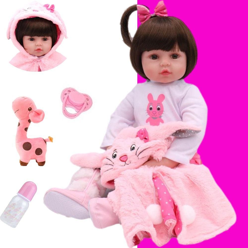 Boneca Reborn Bebê Abigail Linda 100% Silicone 13 Acessórios