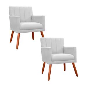 Combo 2 Poltronas Decorativa Para Consultório Escritório Cecília Suede Branco - LM DECOR