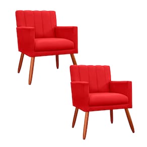 Combo 2 Poltronas Decorativa Para Consultório Escritório Cecília Suede Vermelho - LM DECOR