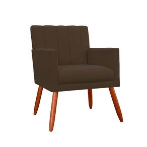 Poltrona Cadeira Estofada Para Hall de Entrada Cecília Suede Marrom - LM DECOR