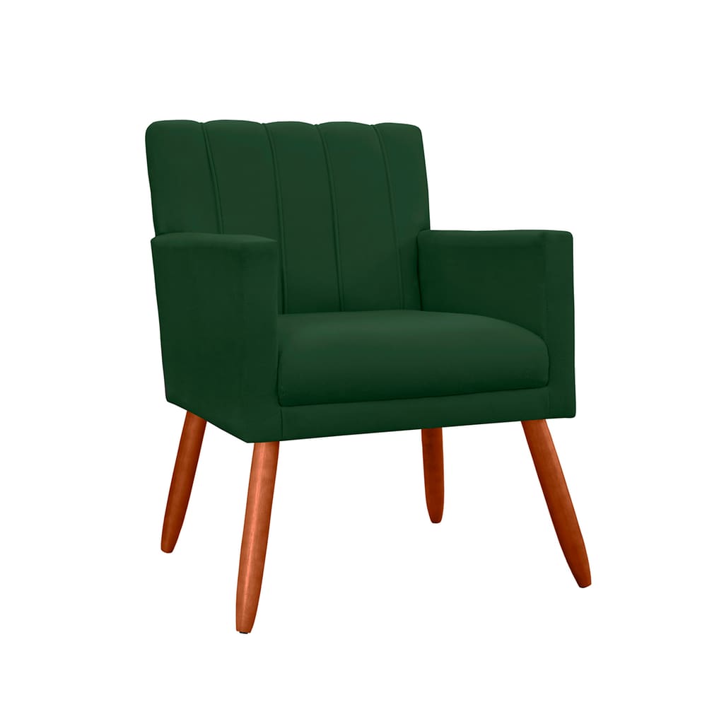 Poltrona Cadeira Estofada Para Hall de Entrada Cecília Suede Verde - LM DECOR
