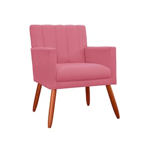 Poltrona Decorativa Para Sala Recepção Cecília Suede Rosa - LM DECOR