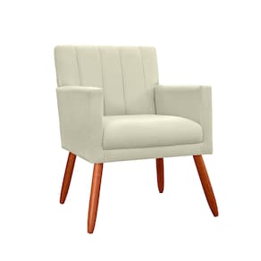 Poltrona Cadeira Estofada Para Sala de Visitas Cecília Suede Bege - LM DECOR