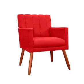 Poltrona Decorativa Para Sala Recepção Cecília Suede Vermelho - LM DECOR