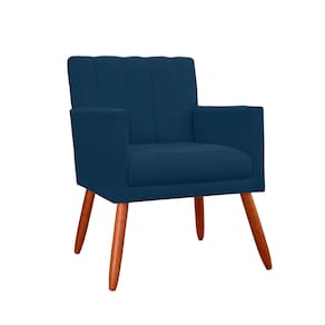 Poltrona Decorativa Para Sala Recepção Cecília Suede Azul Marinho - LM DECOR