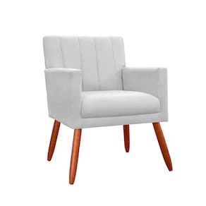 Poltrona Decorativa Para Sala Recepção Cecília Suede Branco - LM DECOR