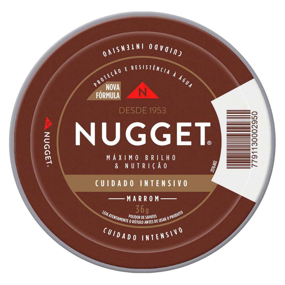 Kit 6un Polidor de Sapato Pasta Marrom Nugget 36g Lata